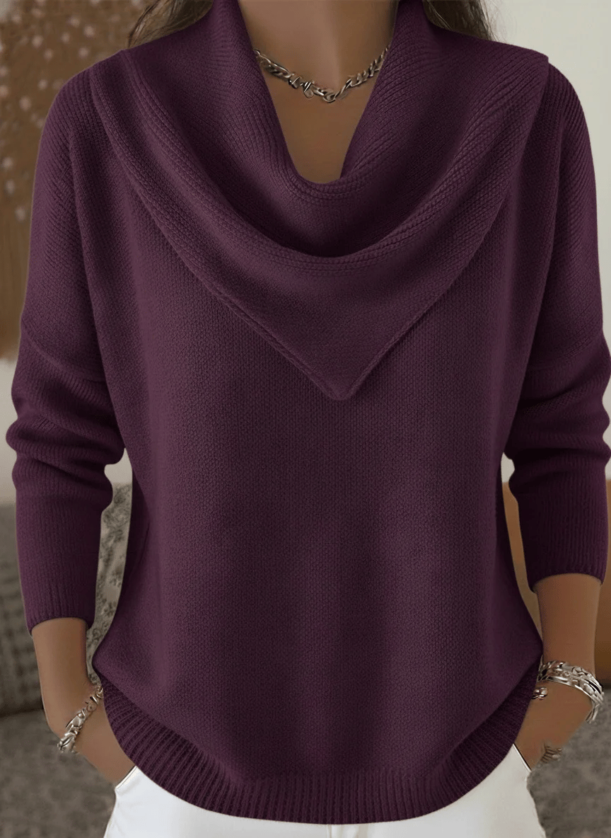 Plain soft retro elegant V-neck jumper