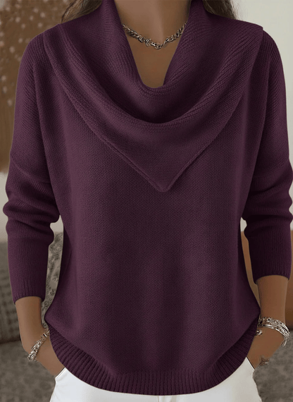 Plain soft retro elegant V-neck jumper