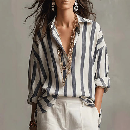 Chemise boutonnée rayée oversize