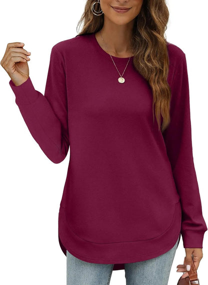Sweat-shirt femme col rond ourlet incurvé