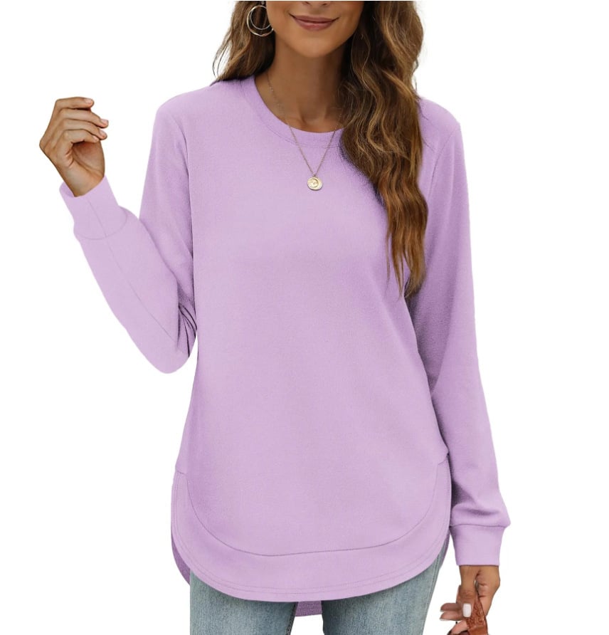 Sweat-shirt femme col rond ourlet incurvé