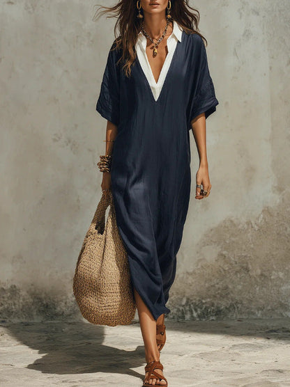 Nouvelle jupe longue décontractée style bohème à col en V profond