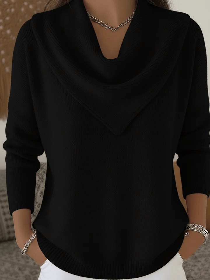 Plain soft retro elegant V-neck jumper