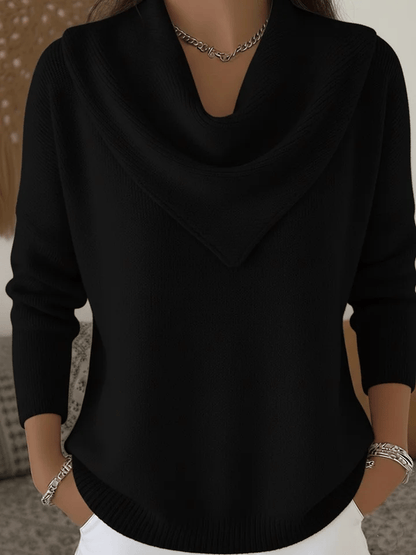 Plain soft retro elegant V-neck jumper
