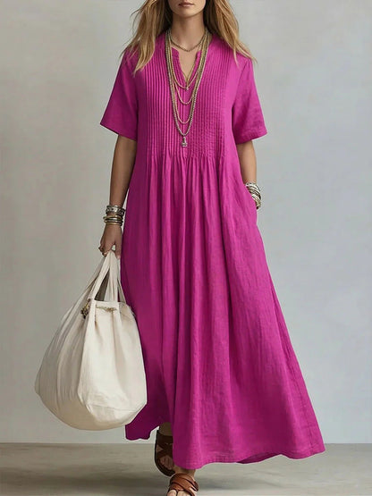 Robe longue décontractée à manches courtes pour femmes