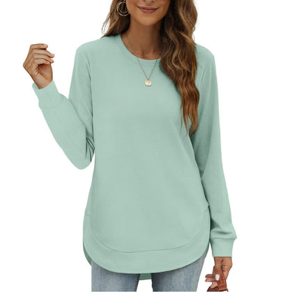 Sweat-shirt femme col rond ourlet incurvé