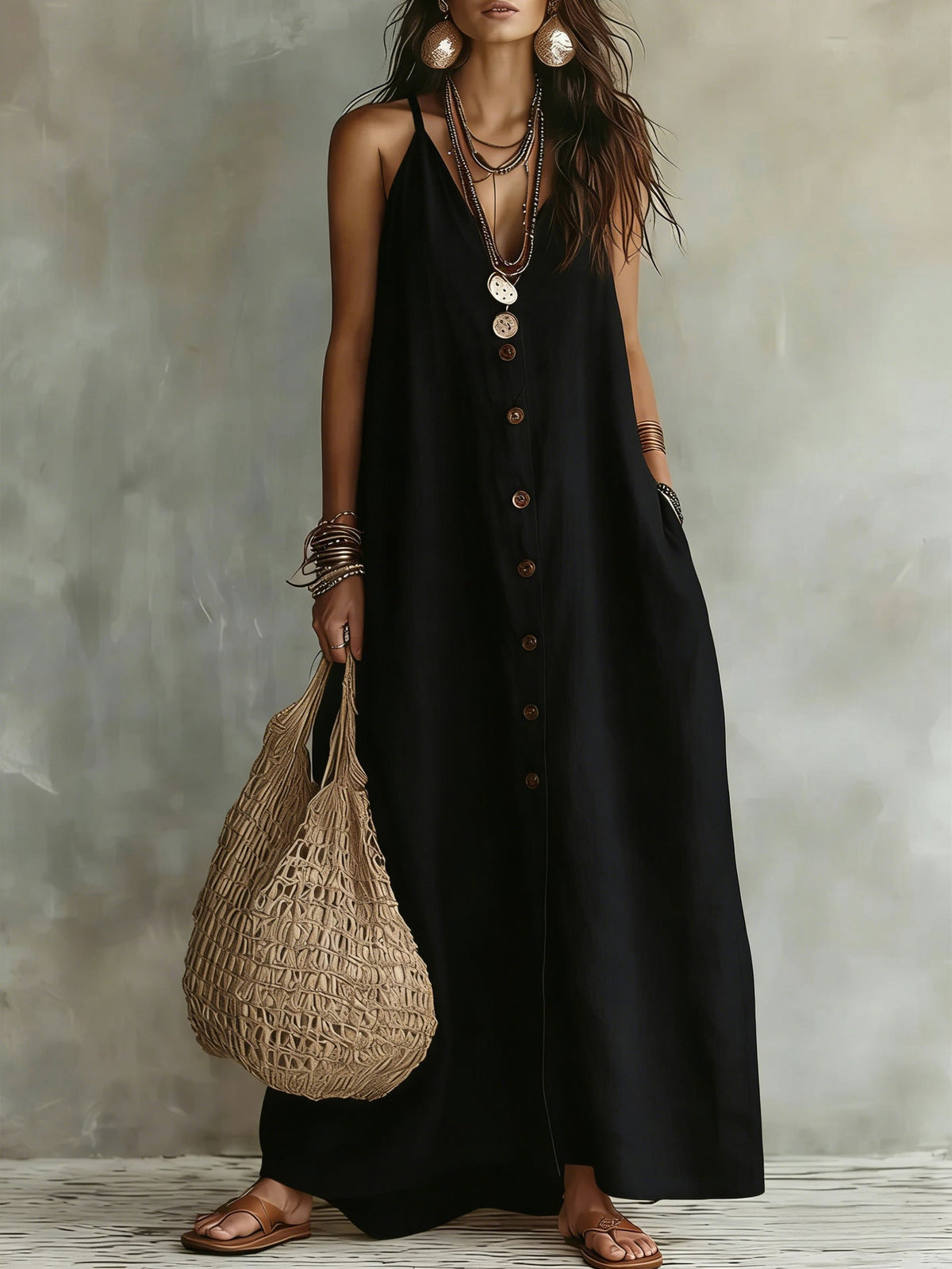🌿 Robe longue en lin bohème : Le style estival sans effort