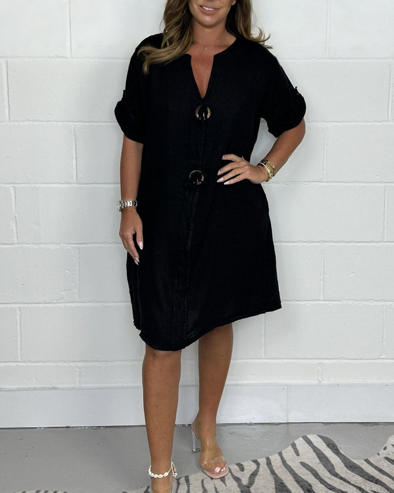 New Plus Size Button Tunic Dress