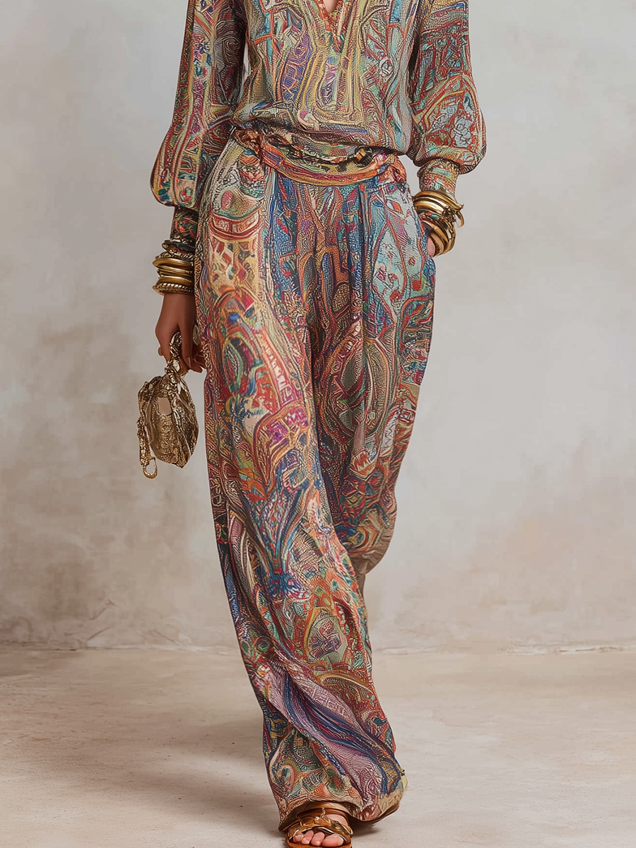 Combi-pantalon ample avec un magnifique imprimé cachemire