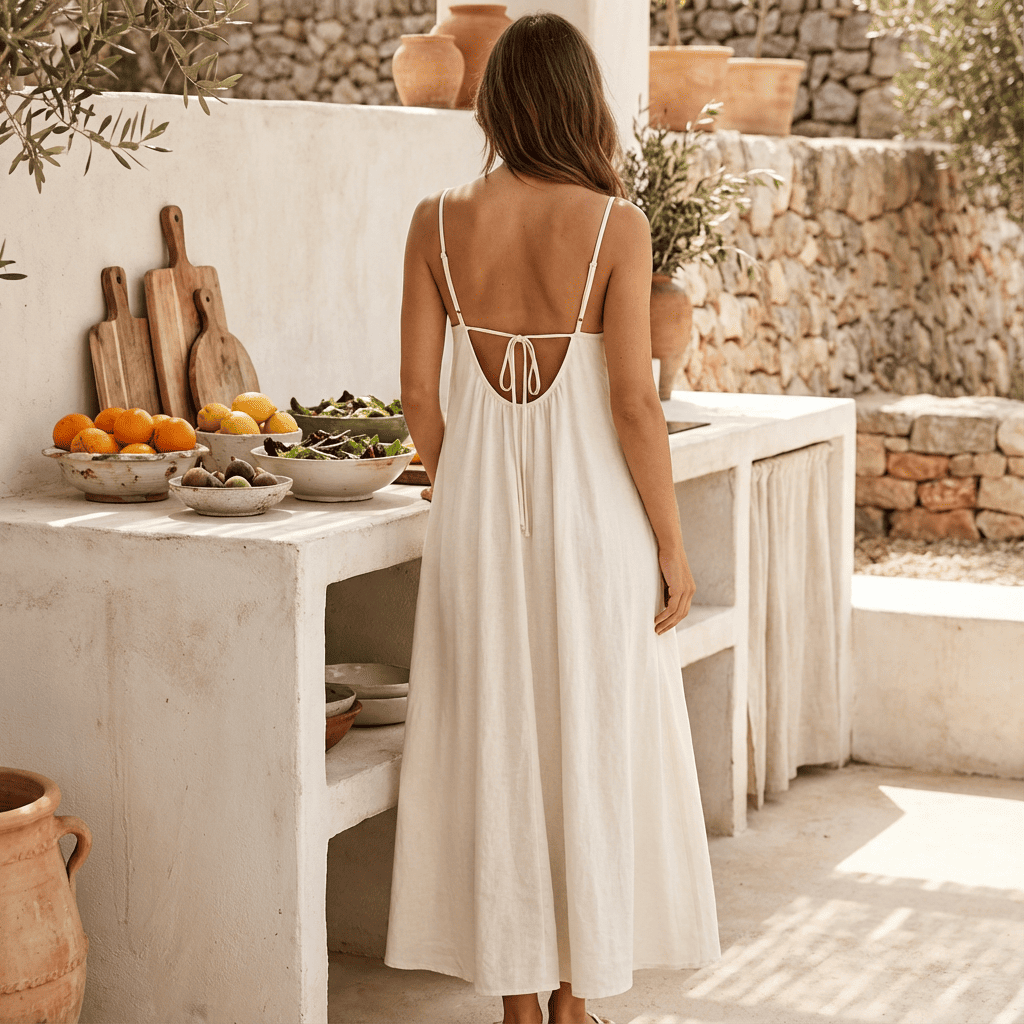 Robe camisole unie dos nu pour femme