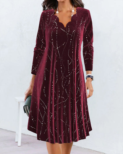 Elegant V-neck long-sleeve dress