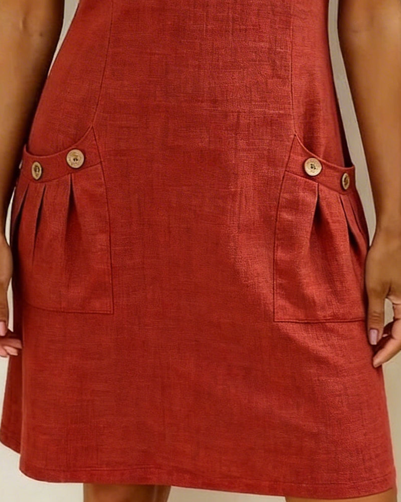 Robe en coton et lin avec poche à fermeture éclair