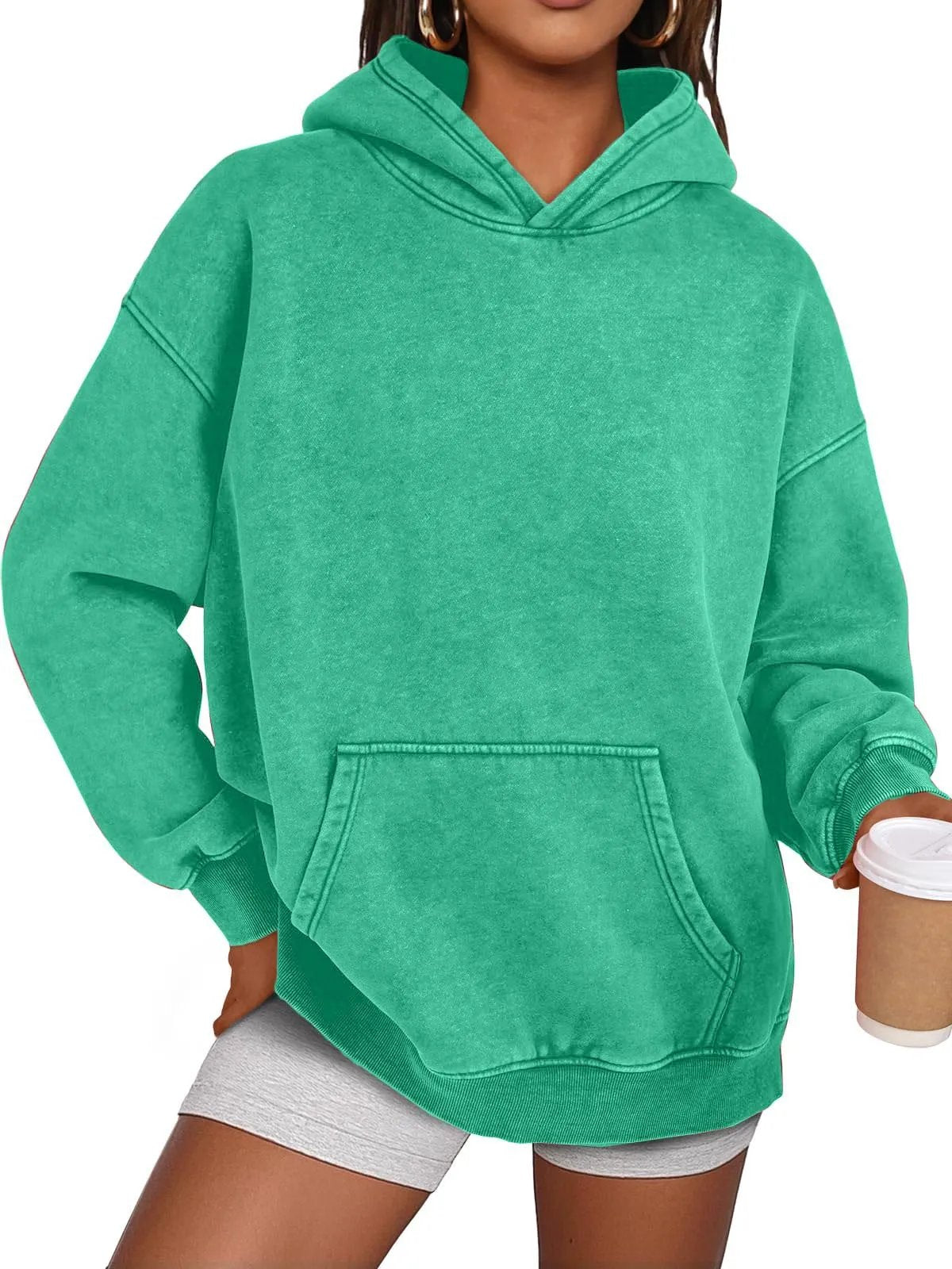 Pull à capuche délavé à coupe oversize décontracté unisexe