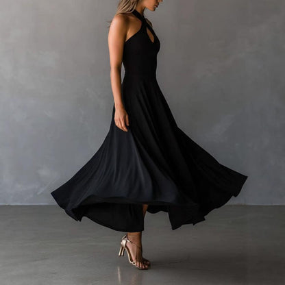 🌟 Robe midi sans manches à col licou