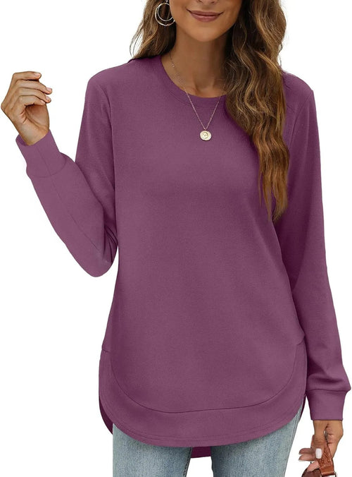 Sweat-shirt femme col rond ourlet incurvé