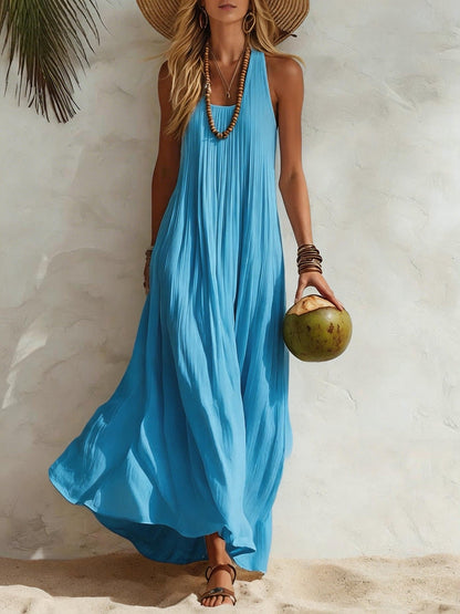 Robe longue fluide à encolure américaine