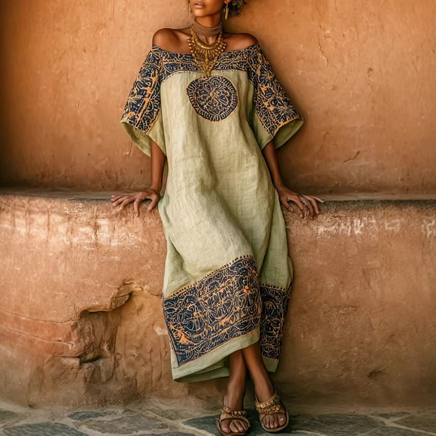 Robe ample bohème imprimée de vacances pour femmes