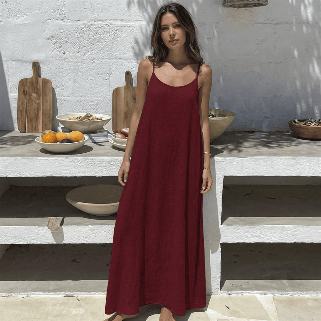 Robe camisole unie dos nu pour femme
