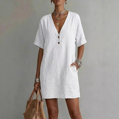 Robe ample décontractée d'été à col en V, nouvelle mode indépendante