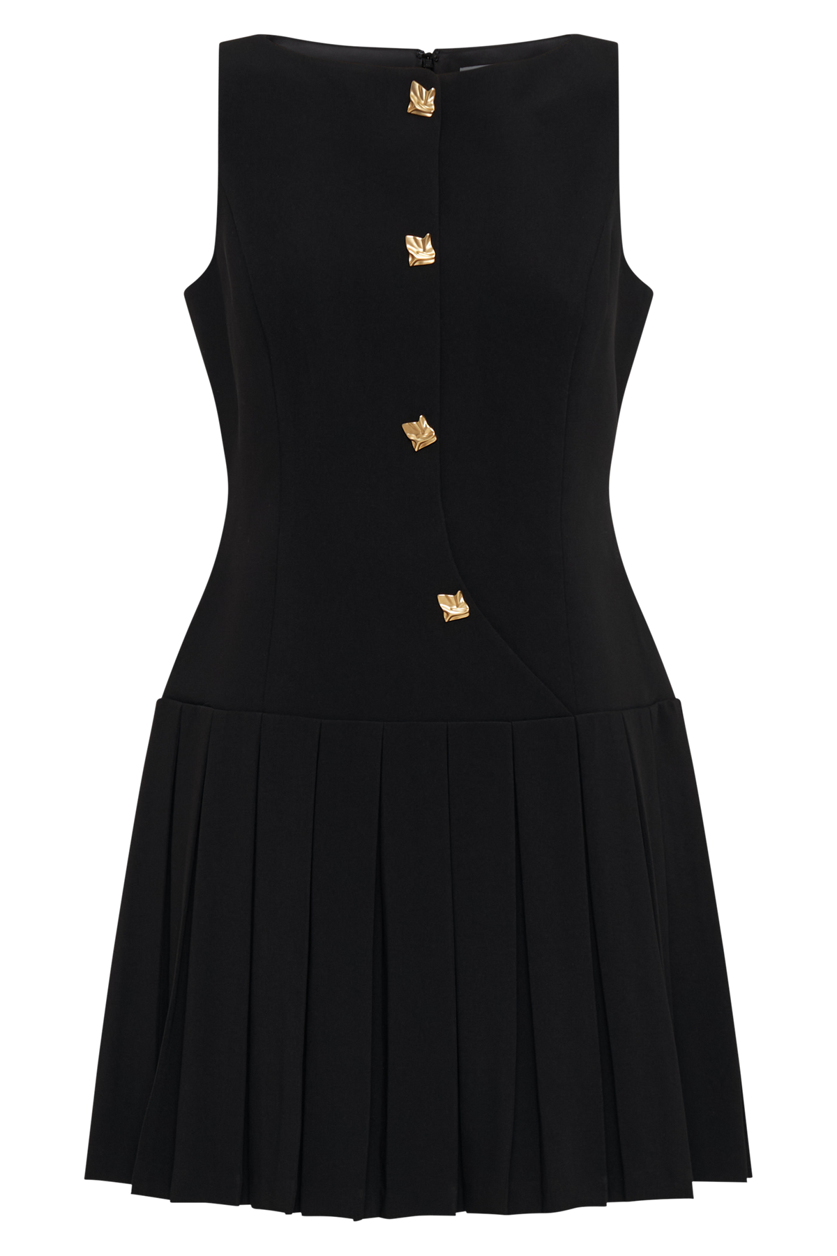 Mini-robe plissée sans manches - Noir