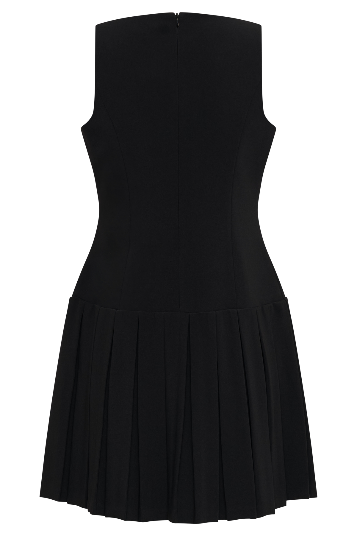 Mini-robe plissée sans manches - Noir