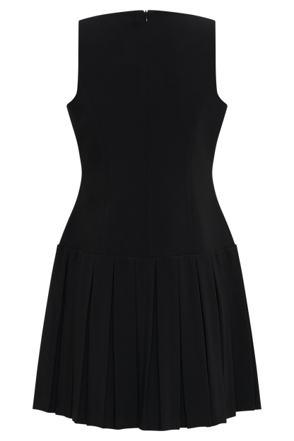 Mini-robe plissée sans manches - Noir