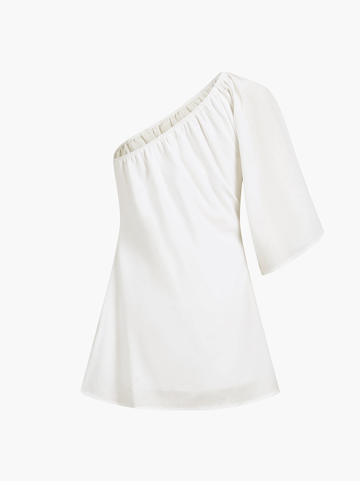 Robe courte asymétrique en coton et lin de la mer Égée