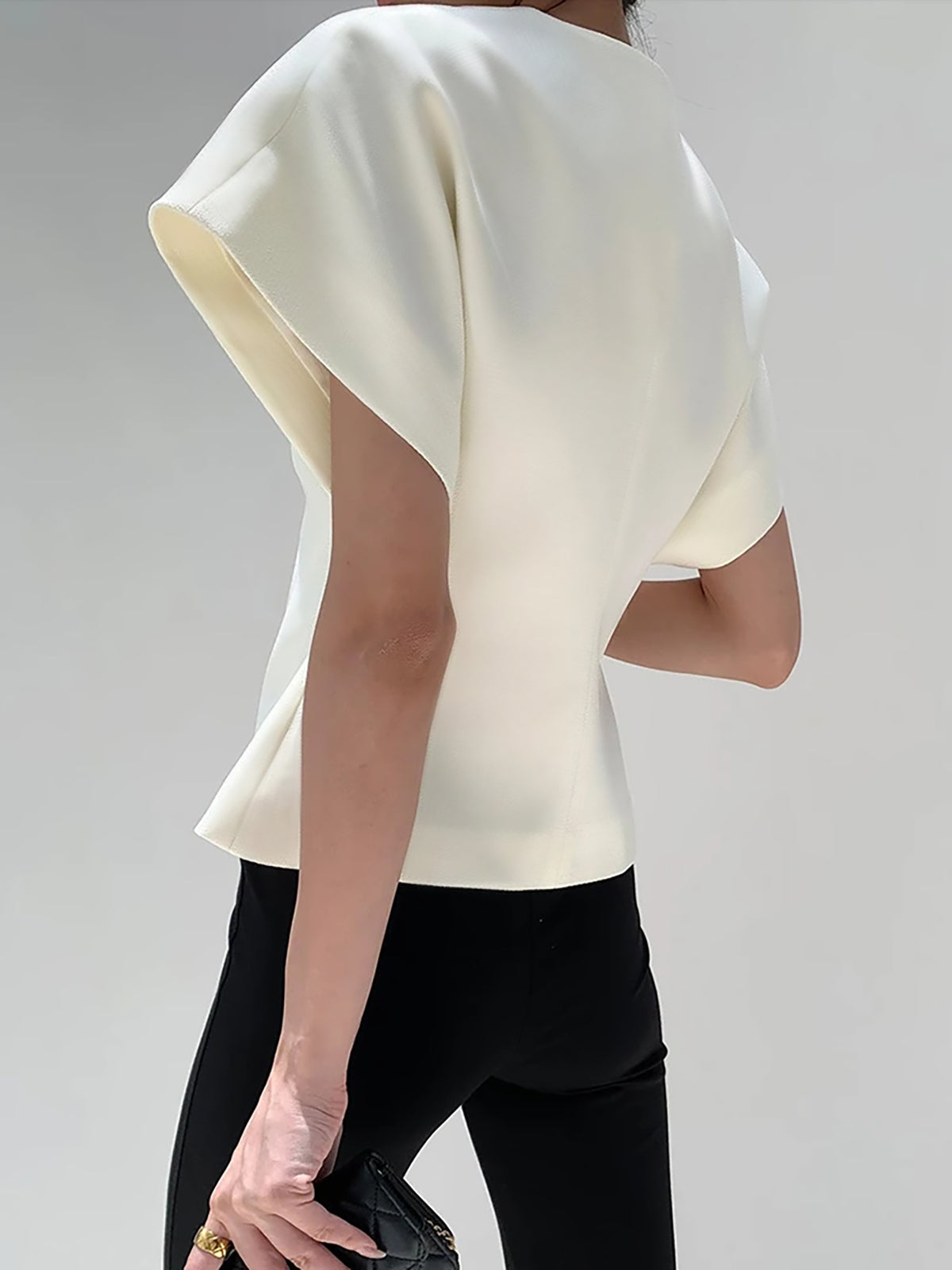 Trendy V-neck button-down blouse