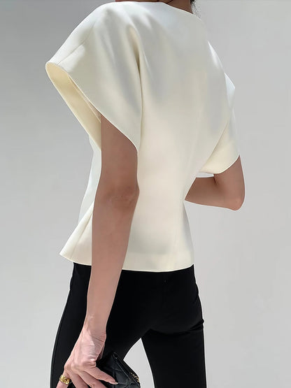 Trendy V-neck button-down blouse