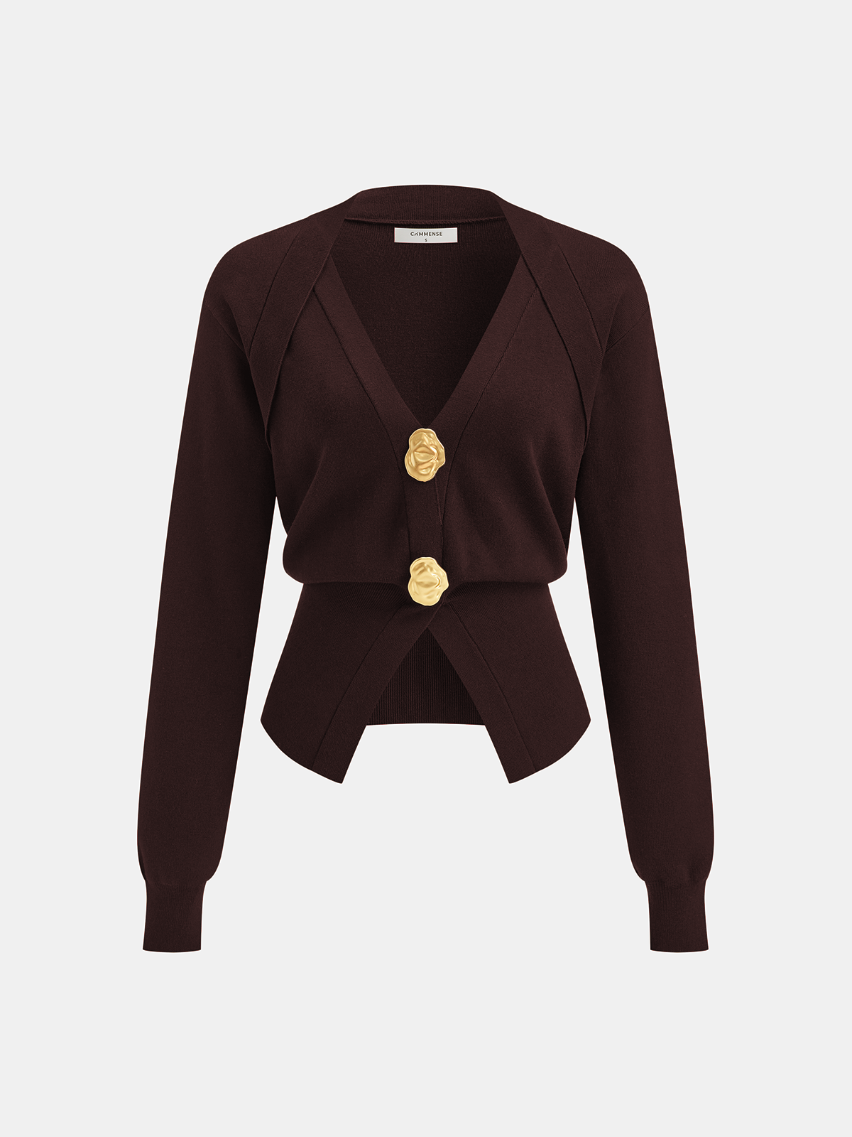 Pull en mélange de laine à col V avec détails métallisés
