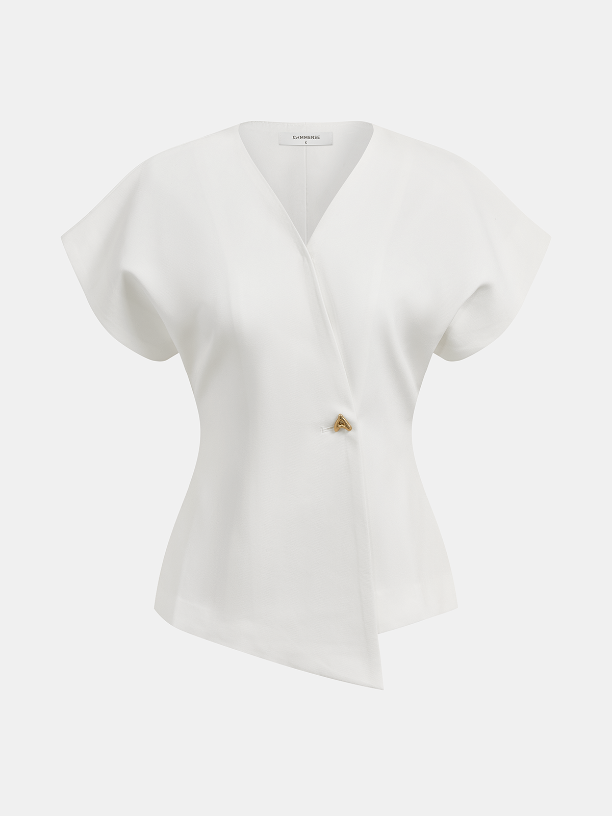 Trendy V-neck button-down blouse