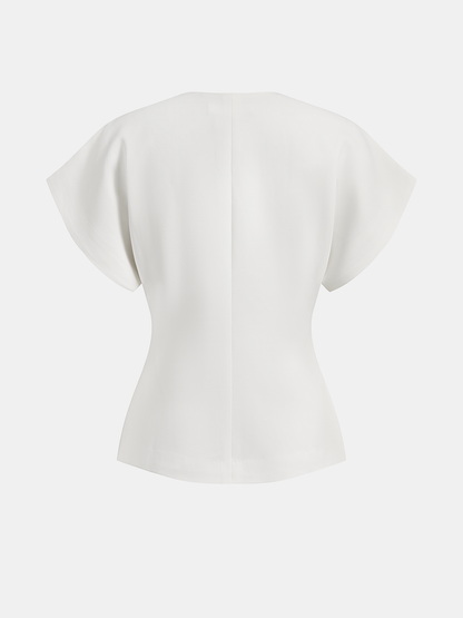 Trendy V-neck button-down blouse