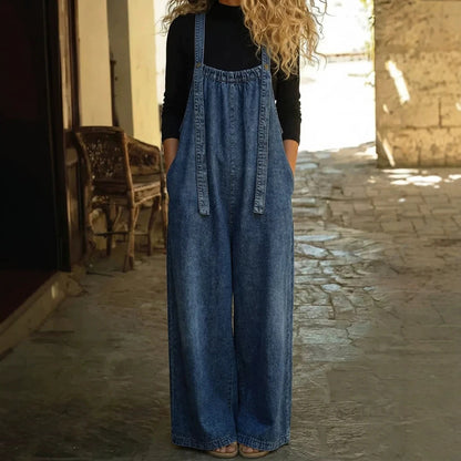 Salopette ample en jean délavé style vintage