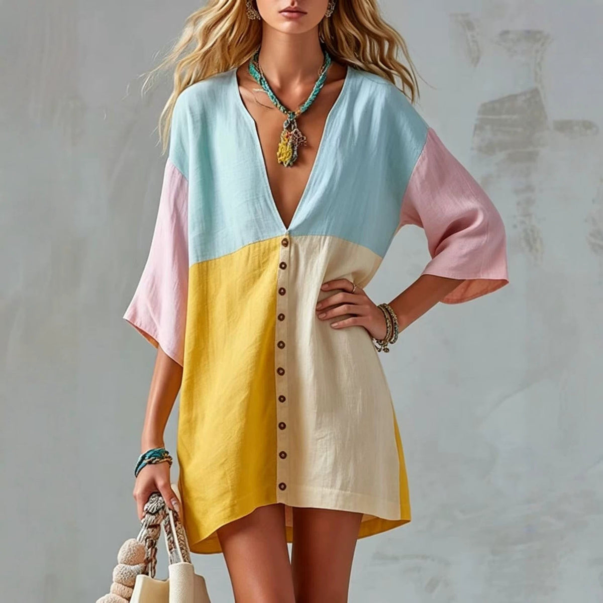 Robe Tunique Color Block « Sunset Breeze »