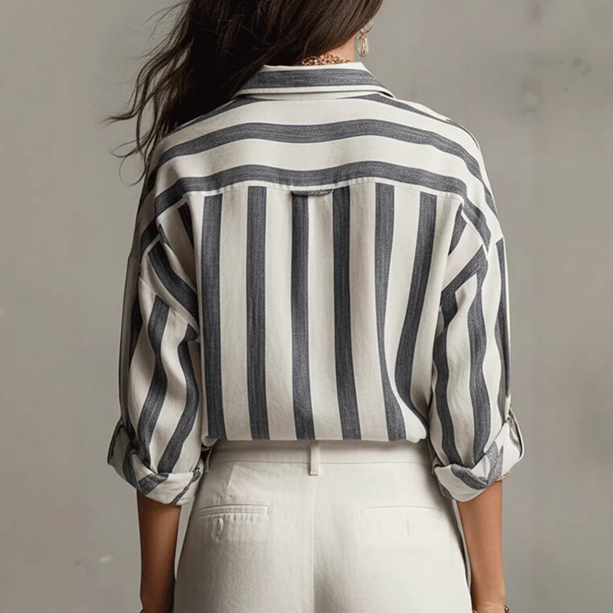 Chemise boutonnée rayée oversize
