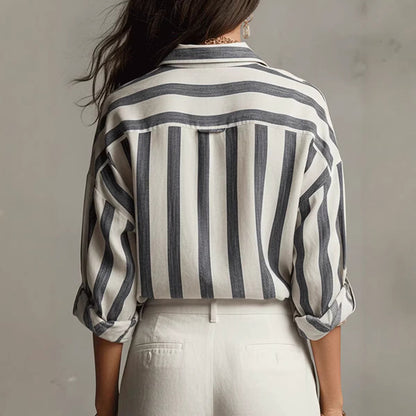 Chemise boutonnée rayée oversize