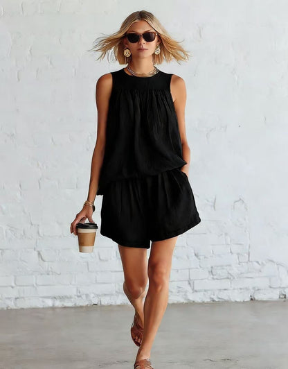 Ensemble short décontracté froissé deux pièces