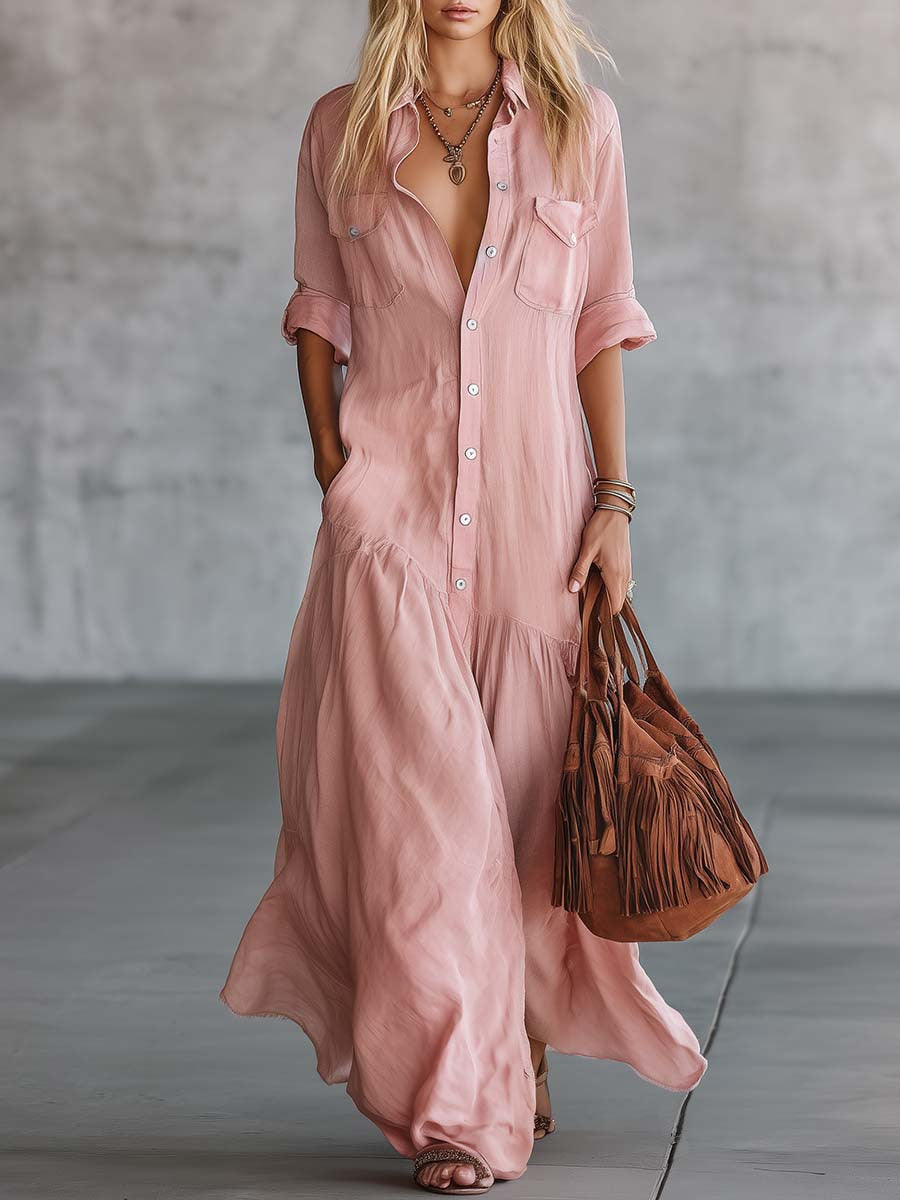 Robe en chambray décontractée pour les vacances à la plage