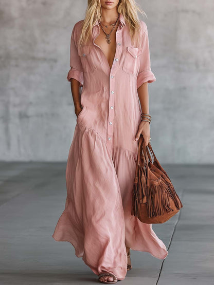 Robe en chambray décontractée pour les vacances à la plage