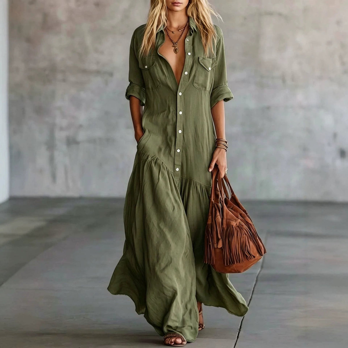 Robe en chambray décontractée pour les vacances à la plage