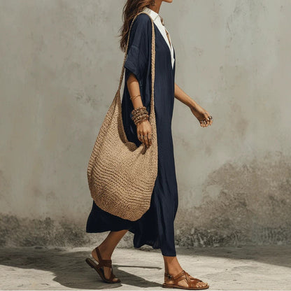 Nouvelle jupe longue décontractée style bohème à col en V profond