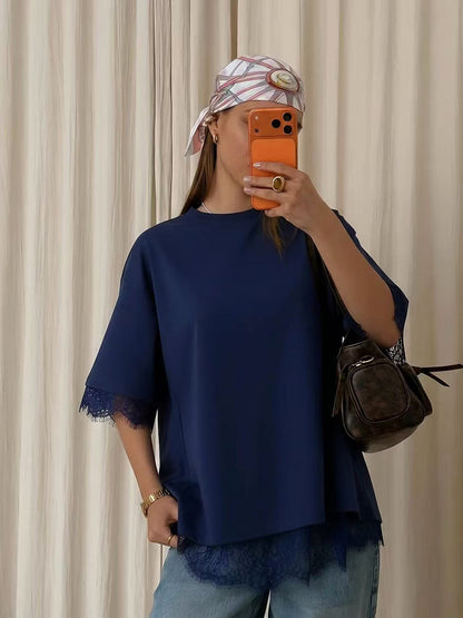 T-shirt oversize en dentelle