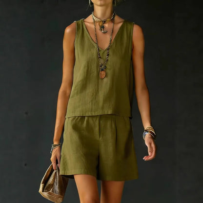 Ensemble décontracté débardeur col en V et short