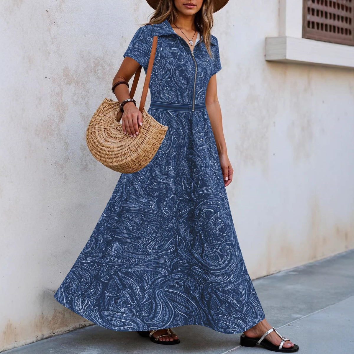 🌟 Robe longue intemporelle imprimée cachemire : L'élégance sans effort pour toutes les occasions