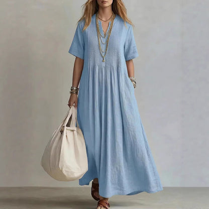 Robe longue décontractée à manches courtes pour femmes