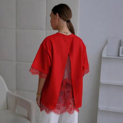 T-shirt oversize en dentelle