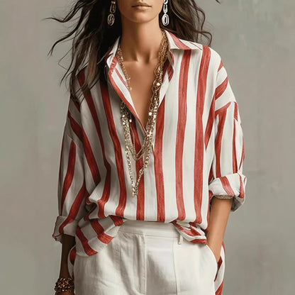 Chemise boutonnée rayée oversize