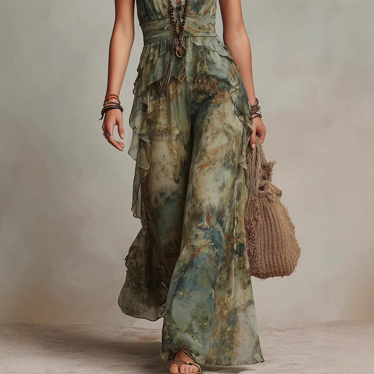 Robe froissée aquarelle sauge éthérée