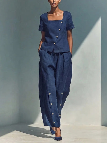 Ensemble deux pièces en lin sur mesure