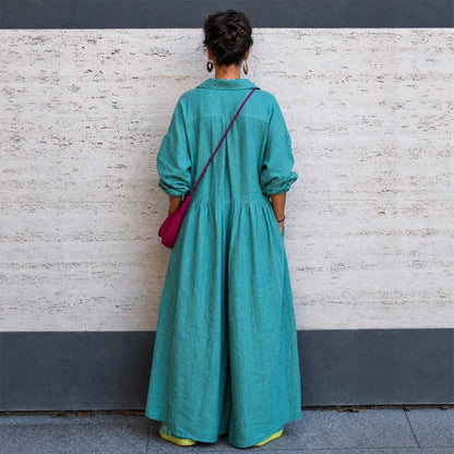 Oversized linen wide-leg jumpsuit